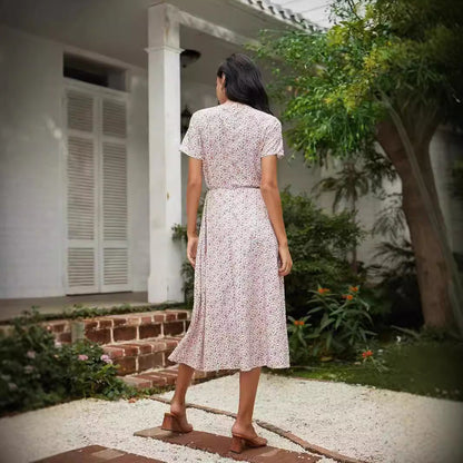Women's Maxi Dress – V-Neck – Floral Print – Relaxed Fit – Lightweight and Breathable