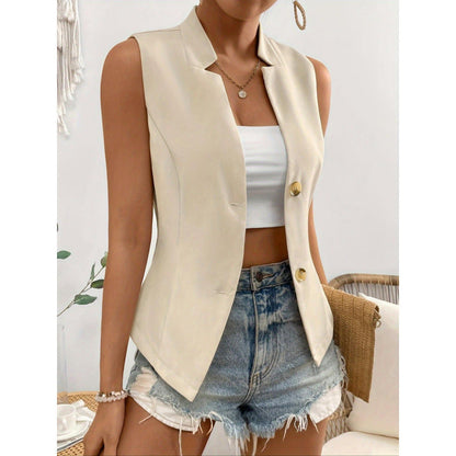 Women's Cardigan Blouse – Sleeveless – Slim Fit – Button Closure – Tailored Fit