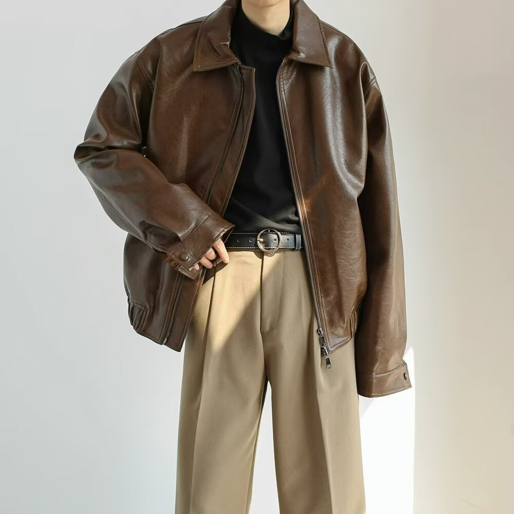 Men's Jacket – Oversized Fit – Cropped Cut – Smooth Finish – Zipper Closure