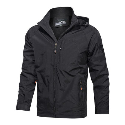 Men's Jacket with Hood – Lightweight and Wind-Resistant – Zipper Closure – Multiple Zipper Pockets