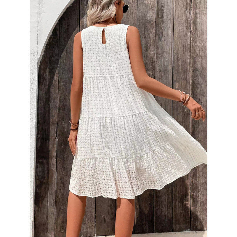 Women's Dress – Sleeveless – Casual Loose Fit – Layered Design – Breathable Fabric