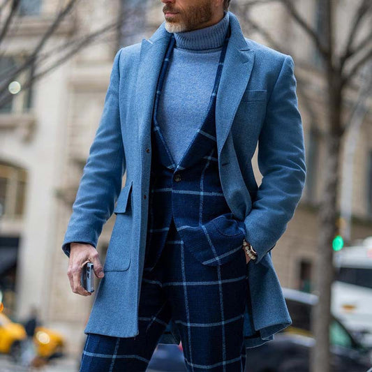 Men's Coat – Tailored Fit – Wool – Mid-Length – Classic Lapel – Formal Look