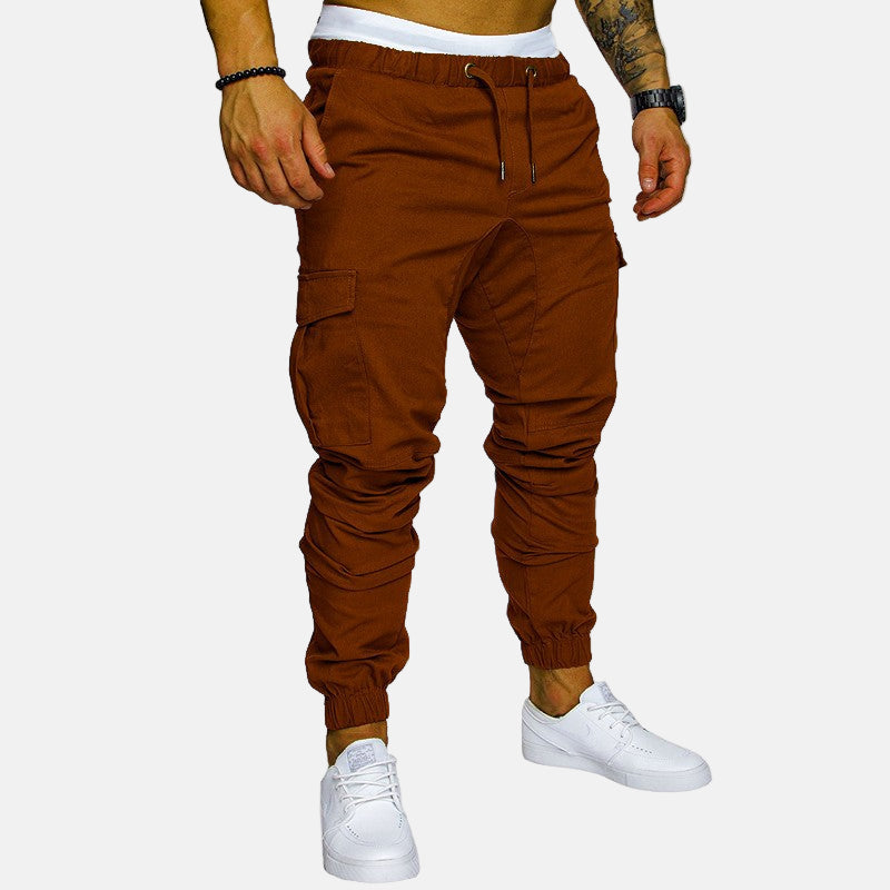 Men's Trousers - Cargo Joggers - Elastic Waist with Drawstring - Large Side Pockets - Relaxed Fit