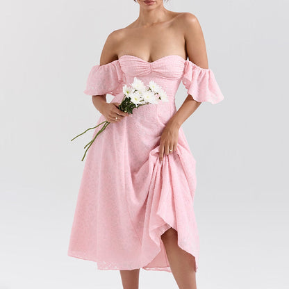 Dress for Women – Midi – Lace – Off Shoulder – Sweetheart Neckline – Open Back