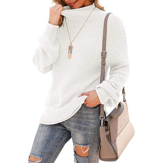 Women's Sweater - Half Turtleneck Knit Pullover - Casual Cozy Top