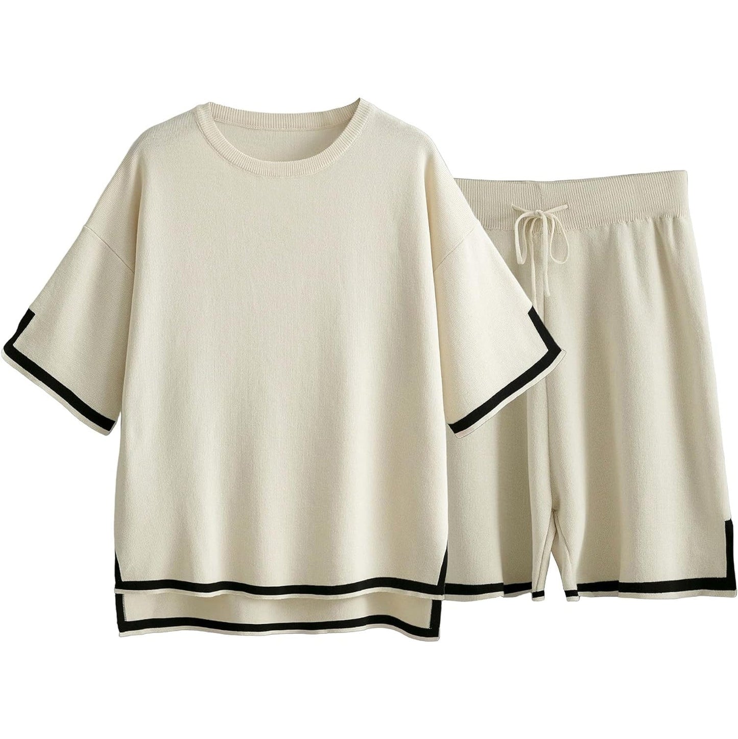 Women's Sweater Set – Loose Fit – Soft Knit – Ribbed Edges – Casual Style
