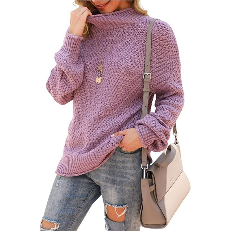 Women's Sweater - Half Turtleneck Knit Pullover - Casual Cozy Top