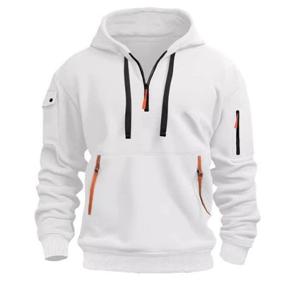 Men's Hoodie - Regular Fit - Half Zipper - Kangaroo Pocket with Zipper - Sporty Casual