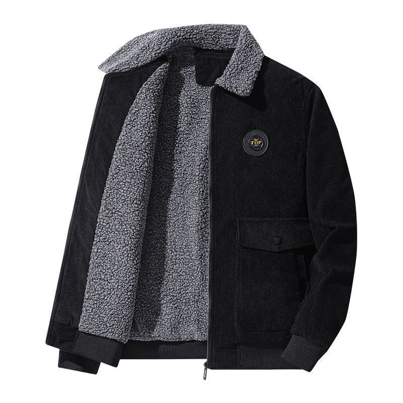 Men's Jacket – Corduroy – Loose Fit – Wool Lining – Button Closure – Casual Look