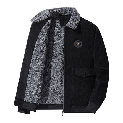Men's Jacket – Corduroy – Loose Fit – Wool Lining – Button Closure – Casual Look