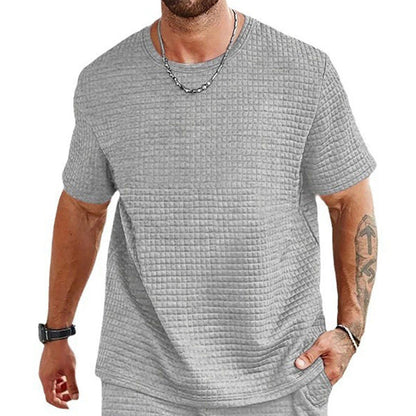 Men's T-shirt – Relaxed Fit – Textured Lightweight Fabric – Breathable Crew Neck
