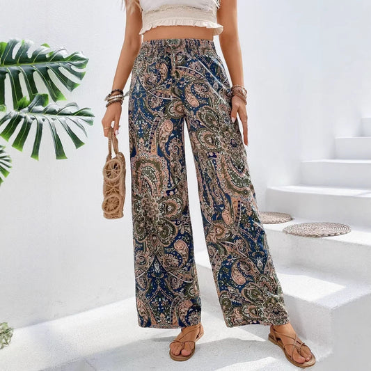 Women's Pants – Wide Legs – Elastic Waist – Breathable Lightweight Fabric – Relaxed Fit