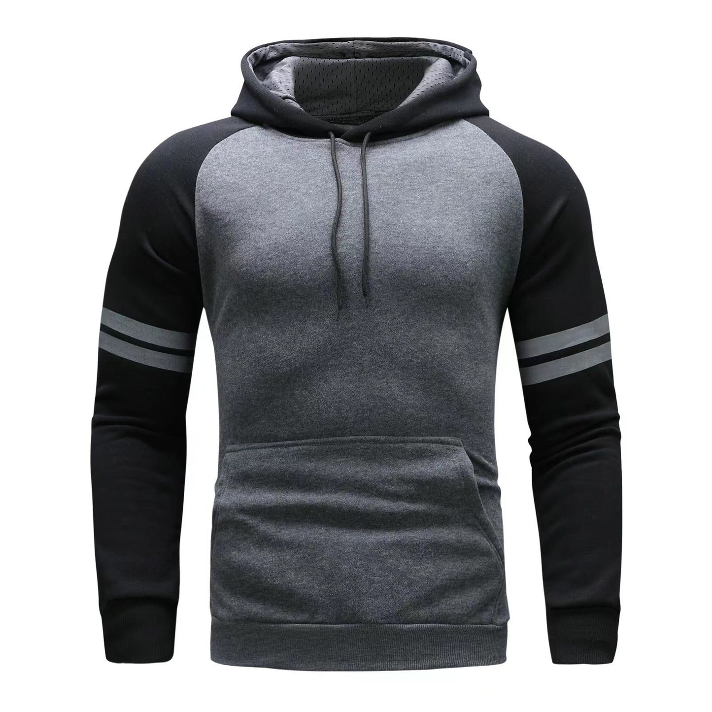 Men's Hoodie – Regular Fit – Raglan Sleeves – Sporty Stripe Design – Soft and Breathable