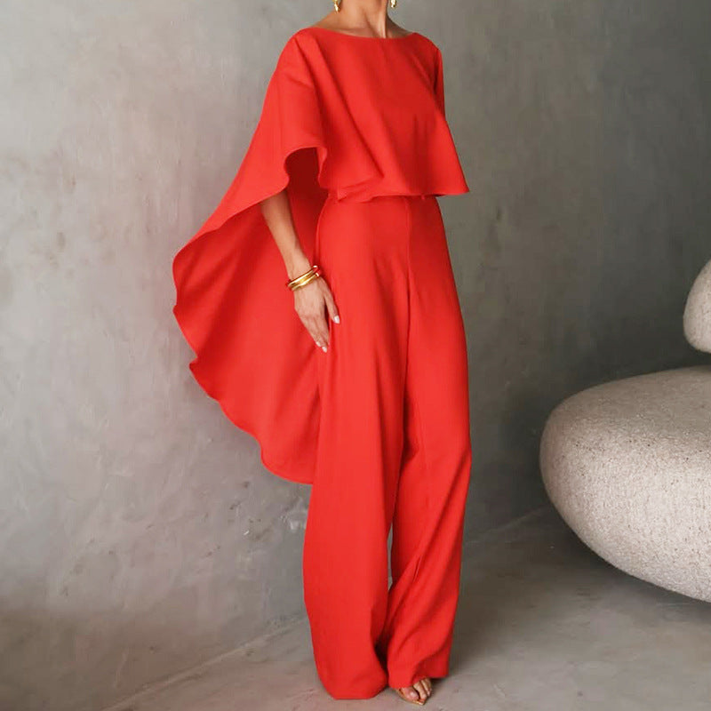 Women's Two-Piece Set – Asymmetric Sleeveless Top – Wide Pants – Elegant Fit