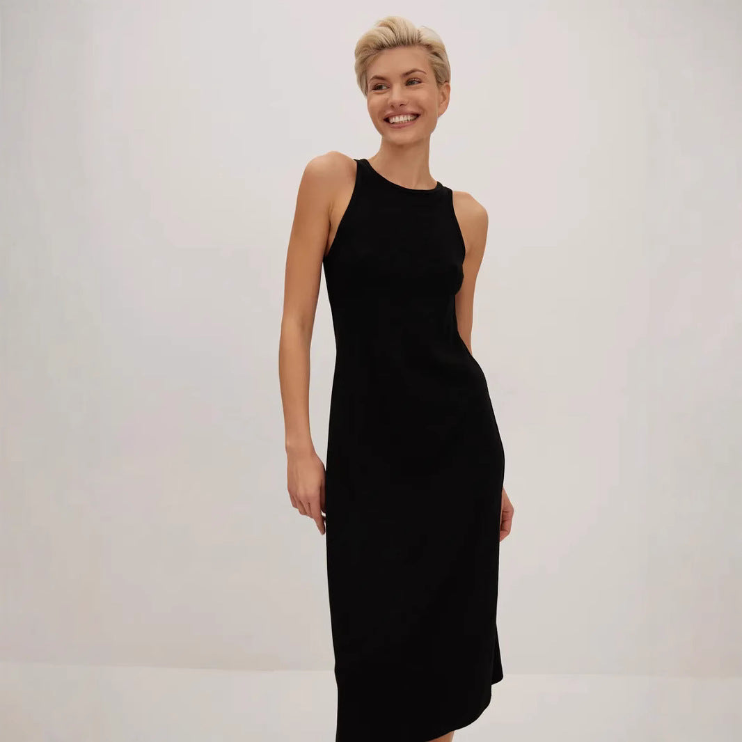 Dress for Women – Midi – Slim Fit – Sleeveless – High Neck – Elegant Minimalist
