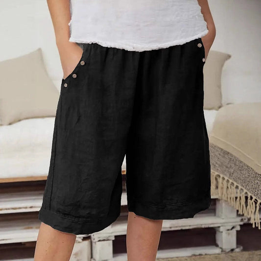Women's Shorts – Relaxed Fit – Knee Length – Elastic Waist – Breathable Fabric