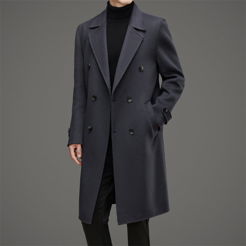 Men's Coat – Wool – Mid-Length – Tailored Fit – Double Breasted – Classic Design