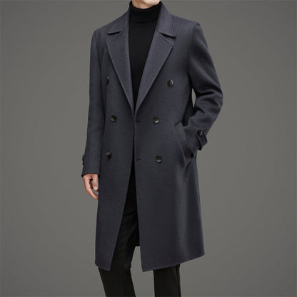 Men's Coat – Wool – Mid-Length – Tailored Fit – Double Breasted – Classic Design