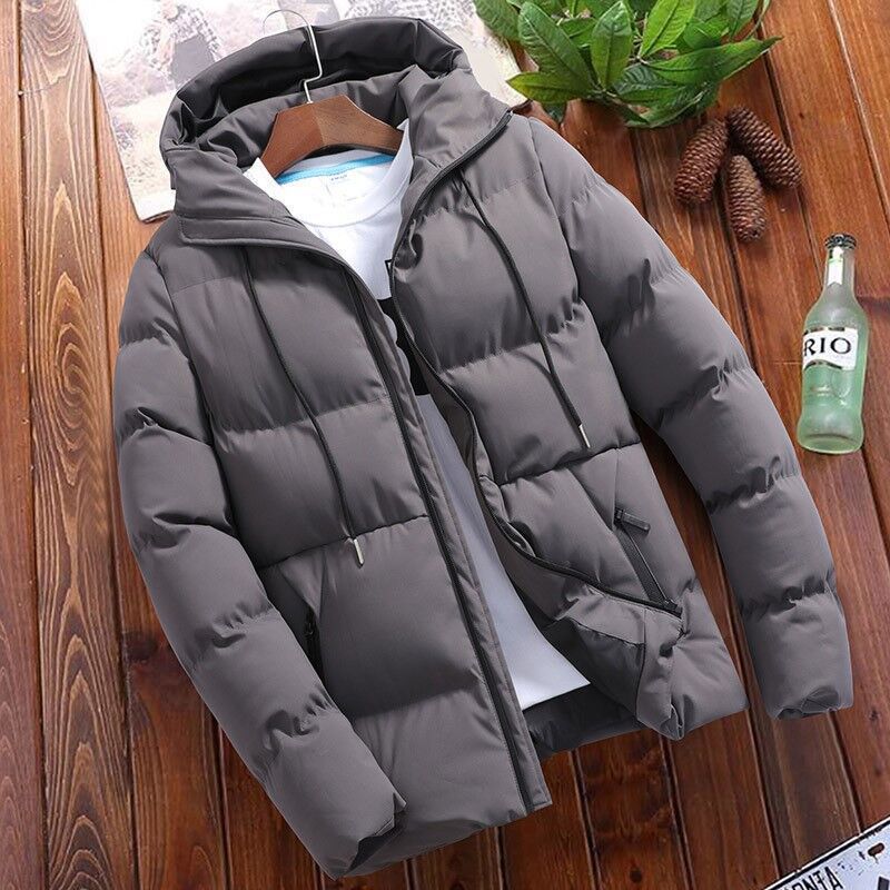 Men’s Jacket - Synthetic Blend - Quilted - Hooded - Relaxed Fit - Hip Length