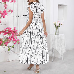 Women's Maxi Dress – Sleeveless – Loose Fit – V-Neck – Graphic Print – Light and Soft