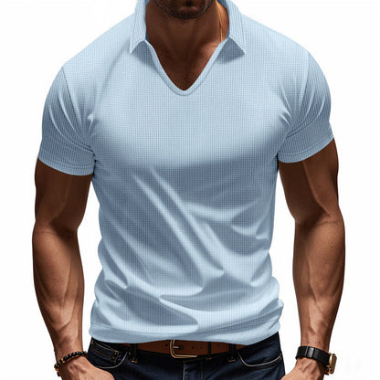 Herre Polo T-shirt – V-hals – Afslappet Pasform – Åndbar Bomuld – Minimalistisk Stil