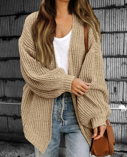 Women's Cardigan – Chunky Knit – Oversized Fit – Open Front – Casual Style