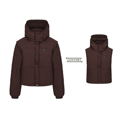 Women’s Puffer Jacket - Quilted - Stand Collar - Cropped Length - Long Sleeve