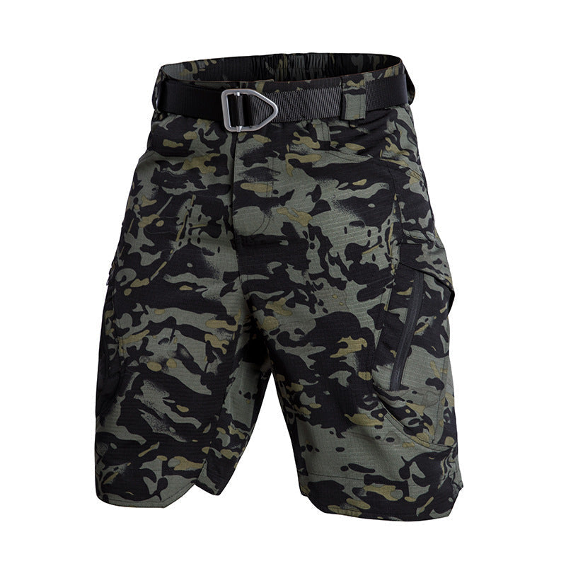 Women's Cargo Shorts – Relaxed Fit – Elastic Waist – Belt – Practical Pockets