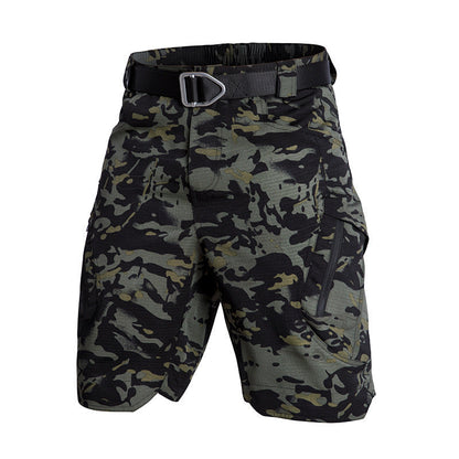 Women's Cargo Shorts – Relaxed Fit – Elastic Waist – Belt – Practical Pockets