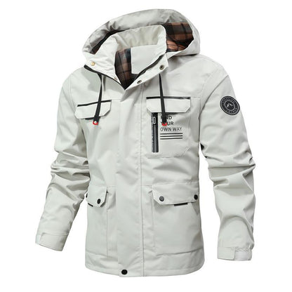 Men's Windbreaker – Waterproof Lightweight Fabric – Regular Fit – Hood and Pockets