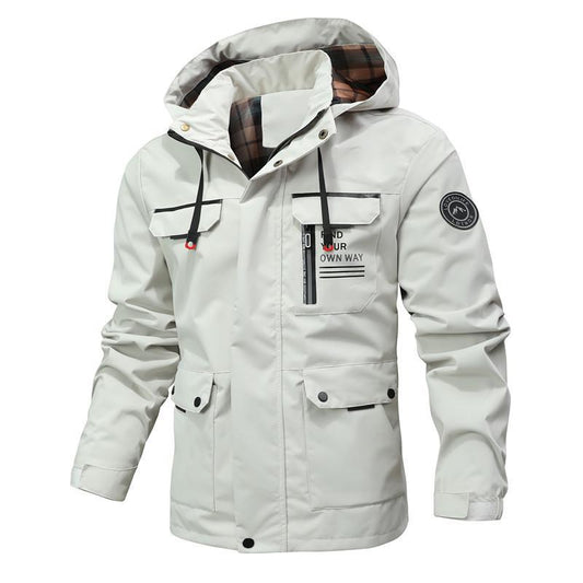 Men's Windbreaker – Waterproof Lightweight Fabric – Regular Fit – Hood and Pockets