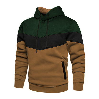 Men's Hoodie – Loose Fit – Color Block Design – Adjustable Hood – Side Pockets