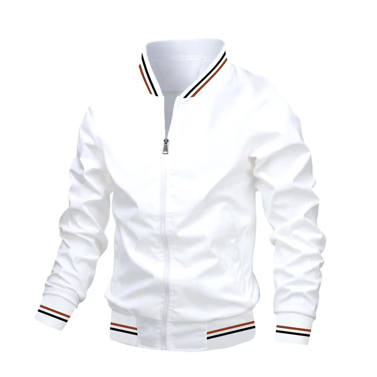 Men's Jacket – Slim Fit – Water-Repellent – Stand Collar – Zipper Closure – Ribbed Edges