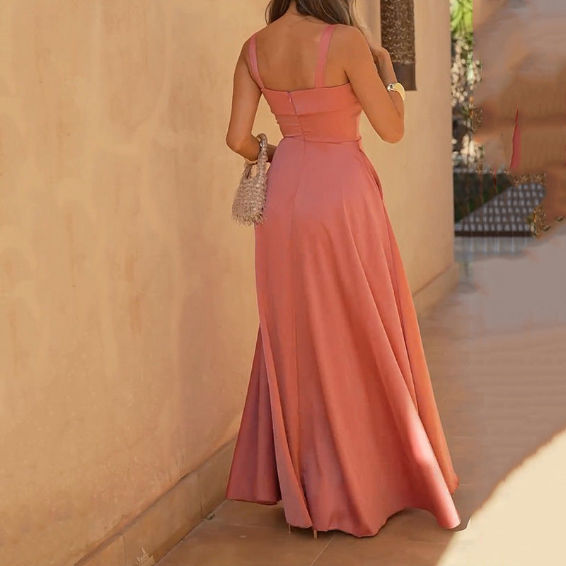 Women's Maxi Dress – Slim Fit – Spaghetti Straps – Slit – Lightweight and Breathable