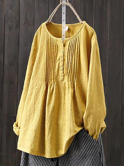 Women's Blouse - Light and Breathable - Loose Fit - 3/4 Sleeves - Button Closure