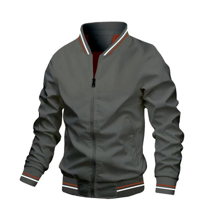 Men's Jacket – Slim Fit – Water-Repellent – Stand Collar – Zipper Closure – Ribbed Edges