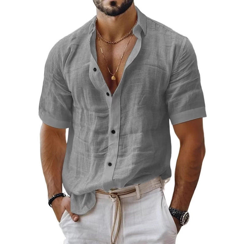 Men's Shirt – Relaxed Fit – Breathable Blend – Short-Sleeved – Revere Collar