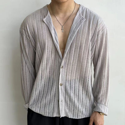 Men's Cardigan – Slim Fit – V-Neck – Button Closure – Light Knit with Ribbed Texture