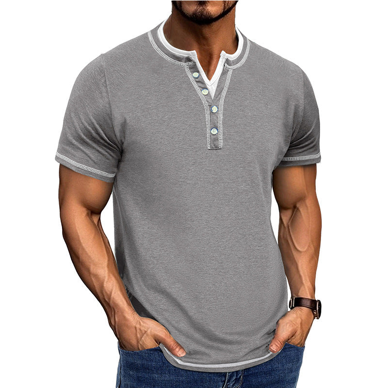 Men's Henley T-shirt – Soft Cotton Feel – Comfortable Fit – Short Sleeve