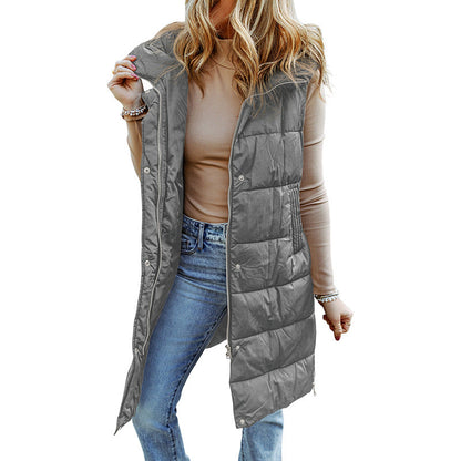Women's Vest – Quilted Design – Relaxed Fit – Long and Sleeveless with Hood