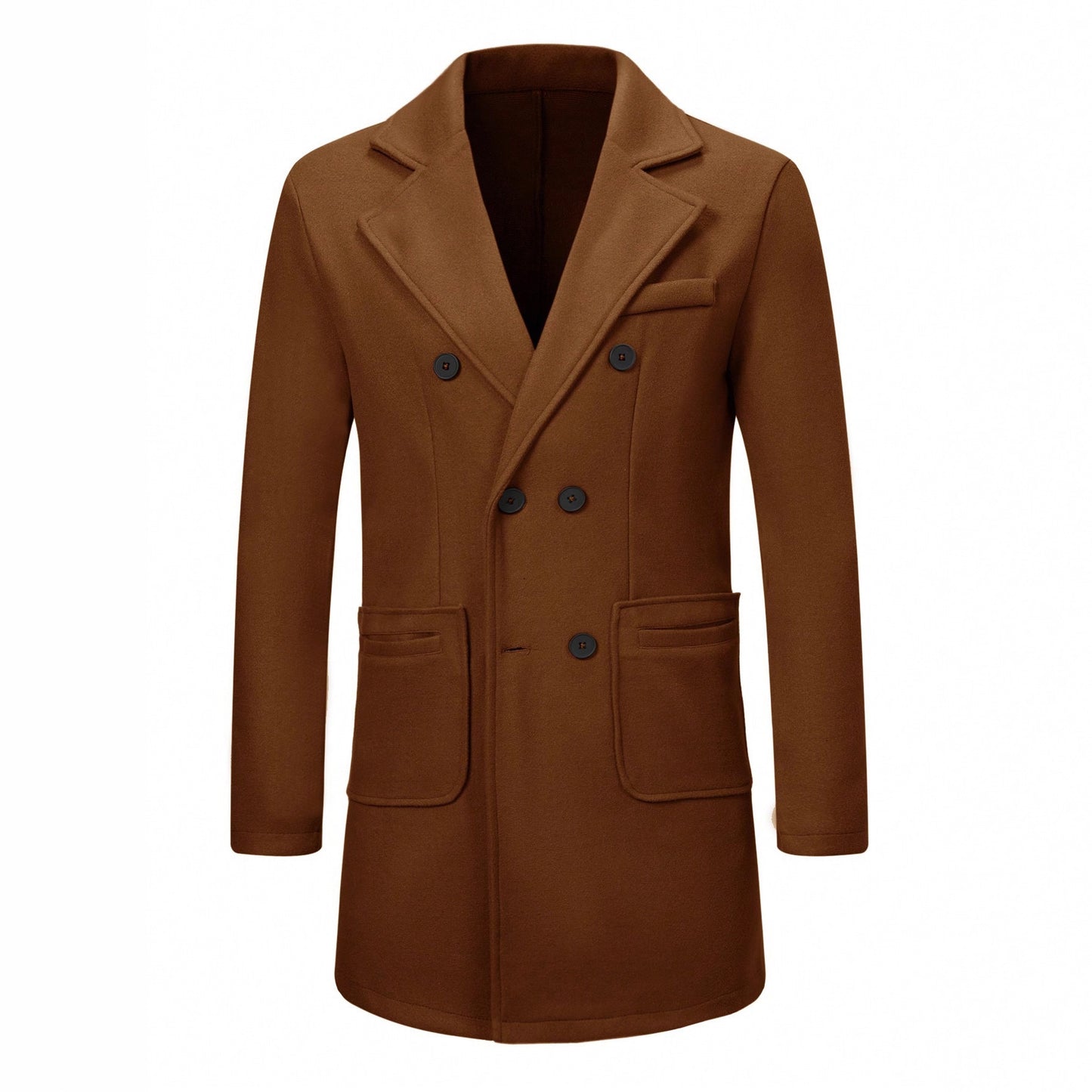 Men's Long Tailored Coat - Double-Breasted Classic - Elegant Urban Wear