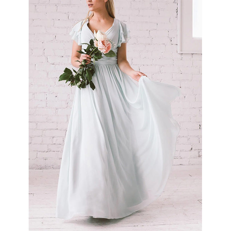 Dress for Women – Maxi Dress – Elegant Fit – V-Neck – Flutter Sleeves
