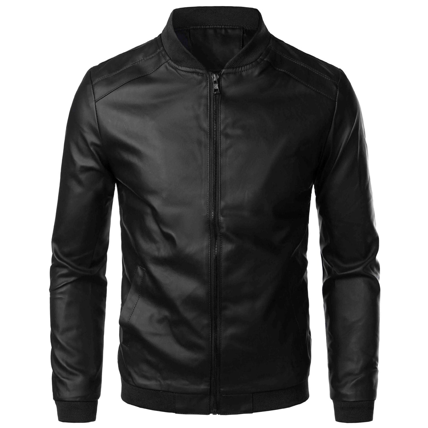 Men's Jacket – Slim Fit – Stand Collar – Zipper Closure – Ribbed Edges