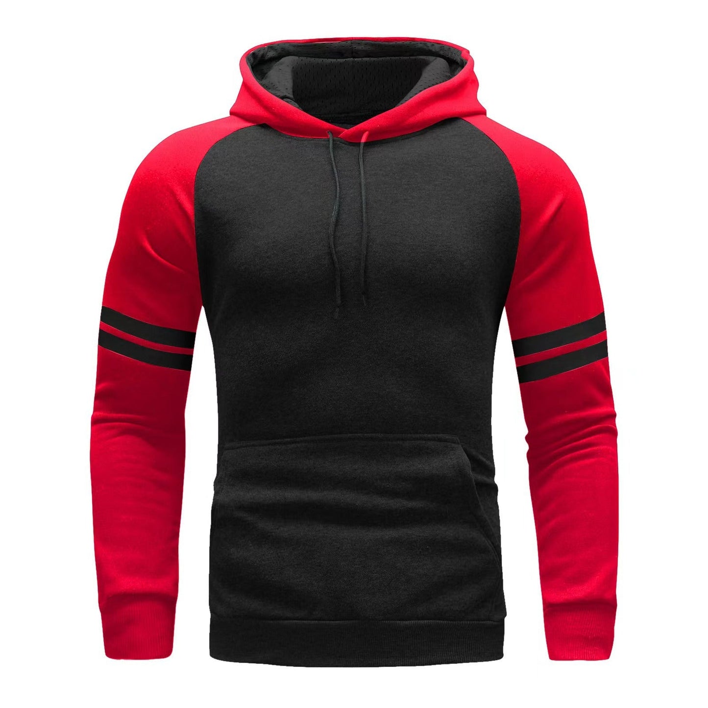 Men's Hoodie – Regular Fit – Raglan Sleeves – Sporty Stripe Design – Soft and Breathable