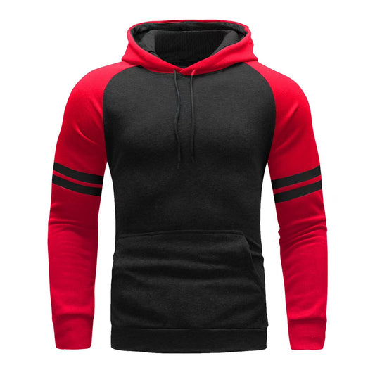 Men's Hoodie – Regular Fit – Raglan Sleeves – Sporty Stripe Design – Soft and Breathable