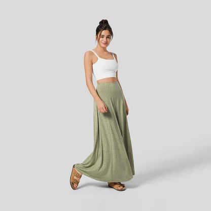 Women's Long Skirt – High Waist – Soft Knit – Flowy Fit – Full Length