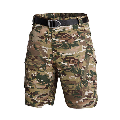 Women's Cargo Shorts – Relaxed Fit – Elastic Waist – Belt – Practical Pockets