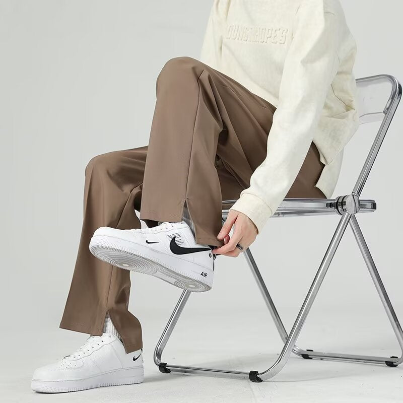 Men's Trousers – Tapered Fit – Lightweight Draped Fabric – Pleated Front – Ankle Length