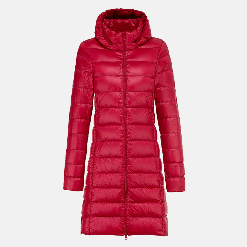 Women's Jacket - Lightweight Mid-Length Down - Slim Fit - Hooded