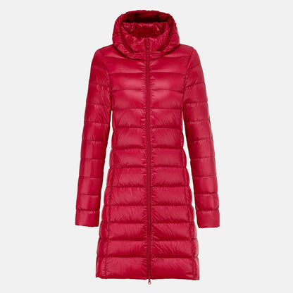Women's Jacket - Lightweight Mid-Length Down - Slim Fit - Hooded